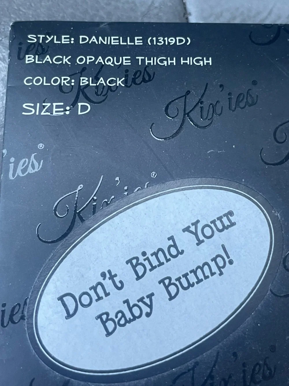 Kixies Black Opaque Thigh Highs size 170lbs-260 xl